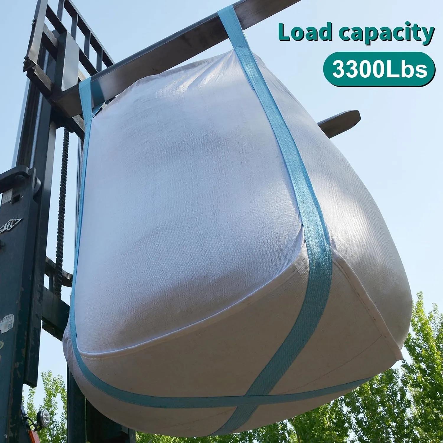 10 Pack FIBC Bulk Bag,Flexible Bulk Bags 1.5 Ton Bag, 35"L x 35"W x 43"H, 3300lbs SWL, Duffle Top Flat Bottom Heavy Duty, Woven Polypropylene Bags