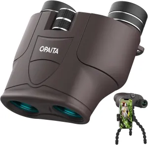 12x25 Ultra HD Binoculars for Adults with Phone Adapter and Flexible Tripod, Edge-to-Edge Sharpness with Wide Angle Field of View, Smart Focus Compact for Bird Watching - Grey