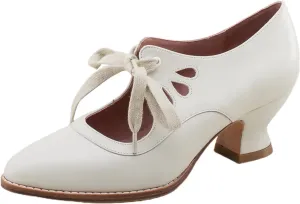 1920S Shoe for Women Vintage Mary Janes Lace Up Bridal Shoes Closed Toe Dress Shoe Chunky Heel Pumps Wedding Shoes