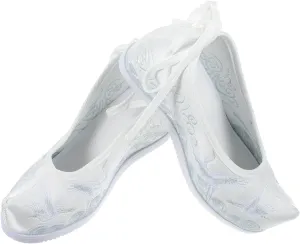 1pair Embroidered Ethnic Style Cloth Shoes for Women Comfortable Breathable Design Present for Friends Vintage White Hanfu Shoes with Heightened Wedge Heel