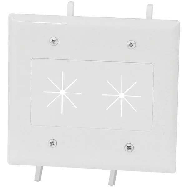 2-Gang Cable Plate with Flexible Opening (White)