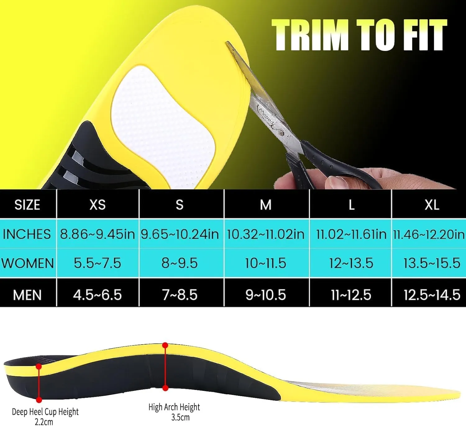 (2025) Plantar Fasciitis Insoles for Women & Men - Orthotic Arch Support Insoles for Pain Relief - Cushioned Shoe Inserts for Standing All Day, Work Boots, Flat Feet & Heel Spurs - Comfortable