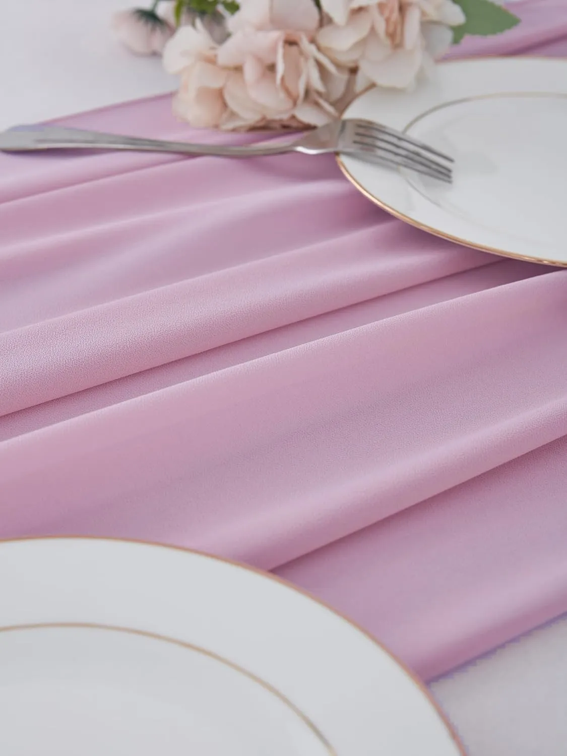 29x120 Inches 10 Pack Dusty Pink Chiffon Table Runner 10Ft Sheer Wedding Table Runner Romantic Tulle Table Runner for Rustic Wedding Decor Birthday Party Bridal Baby Shower Table Decoration