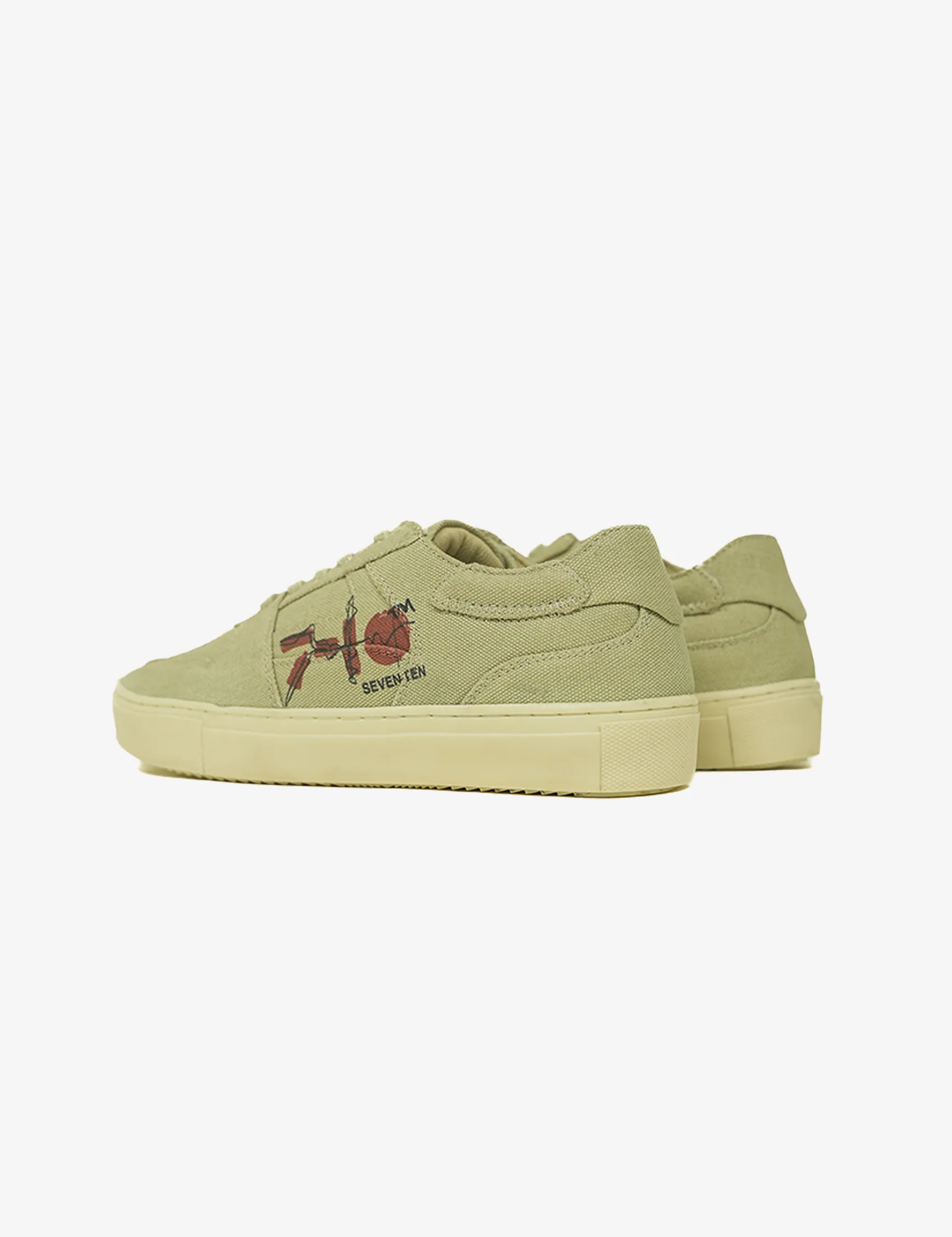 305 Bamboo beige doodle print canvas low-top sneaker