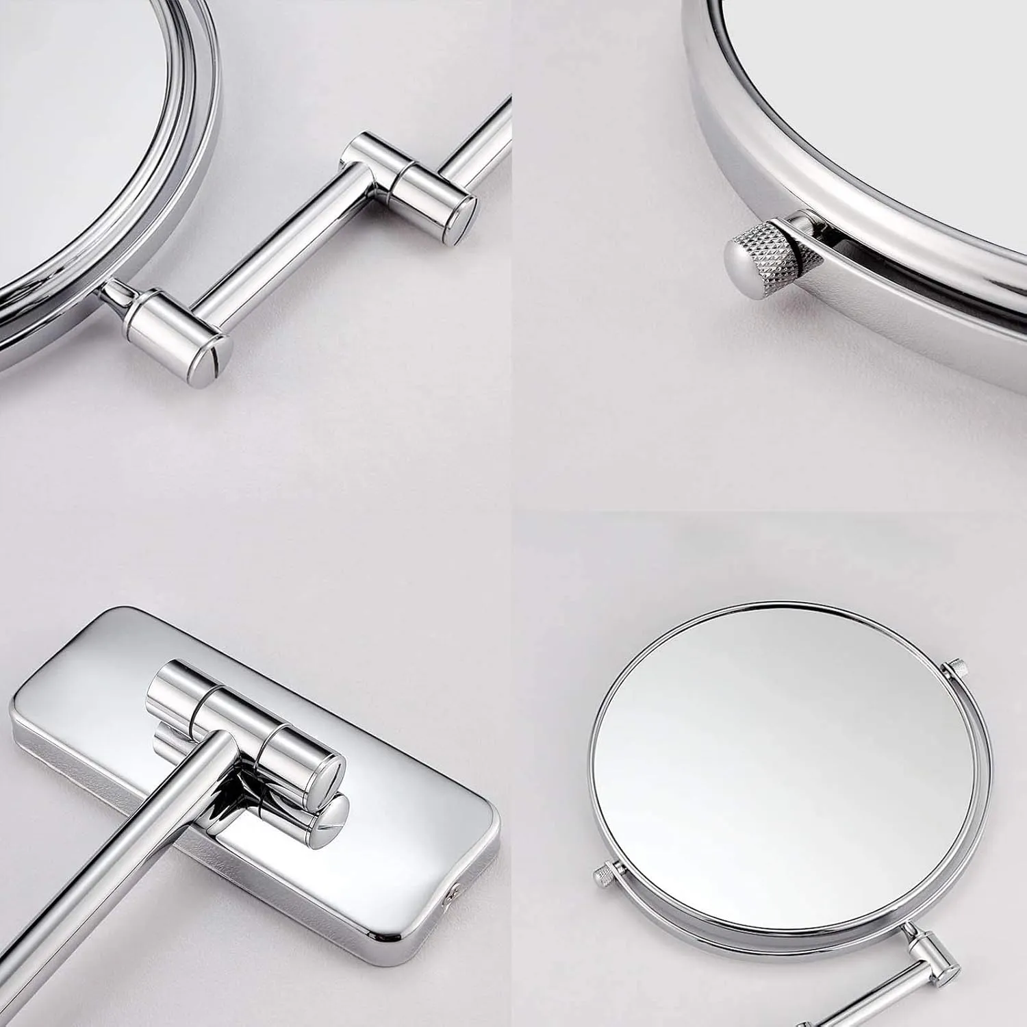8 Inch Wall Mounted Makeup Mirror, 3X/5X/7X/10X Magnification Makeup Mirror Adjustable Height Double-Sided Mirrors for Bathroom Vanity, for Bedroom/Hotel(D,10X)