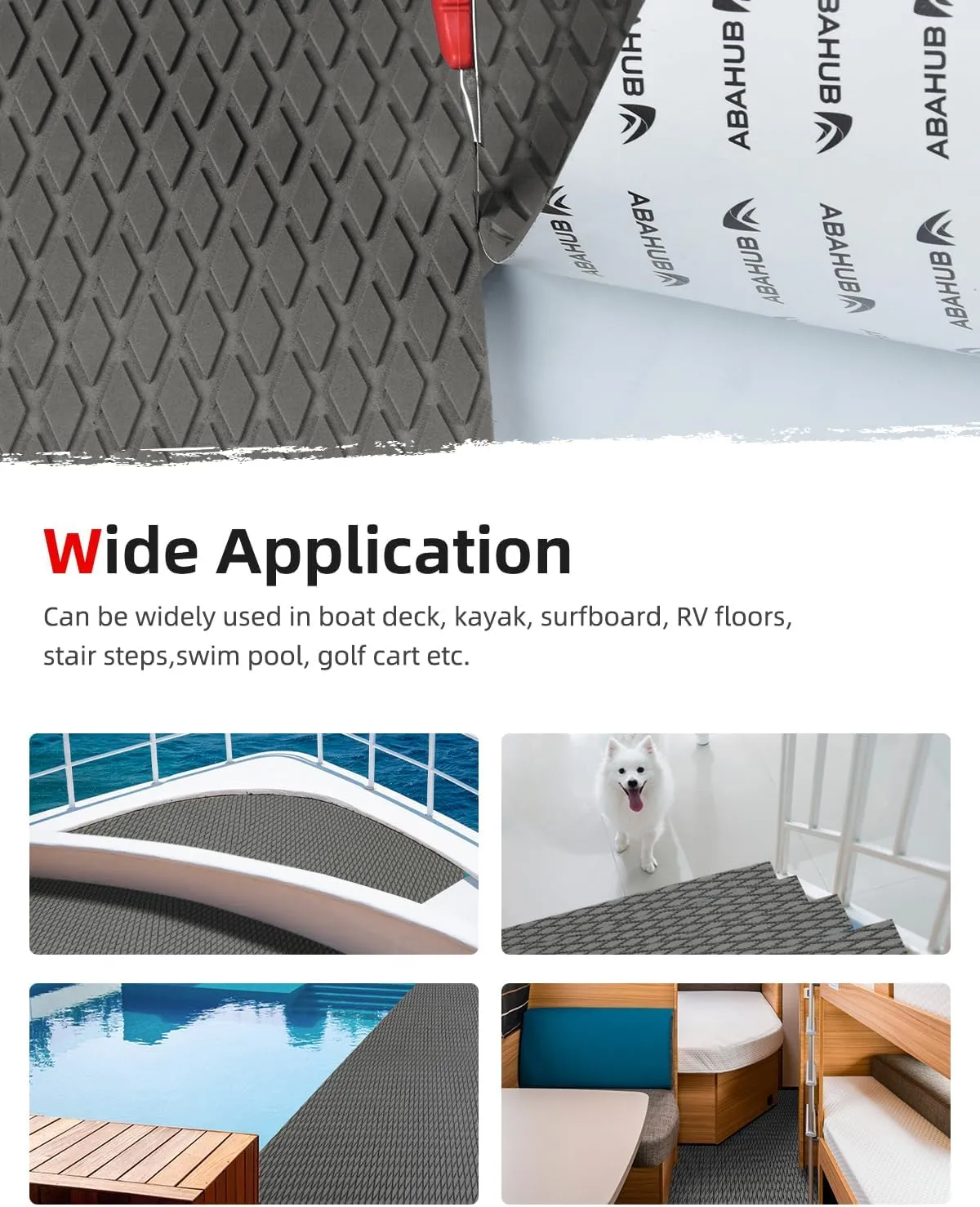 Abahub EVA Foam Boat Flooring 96''x16''/23.5''/38''/47'' 48''x16'' Non-Slip Camouflage Surfboard Traction Pad Grip Mat Self-Adhesive Trimmable Decking Sheet for Boats SUP Paddleboard Kayak Surfing
