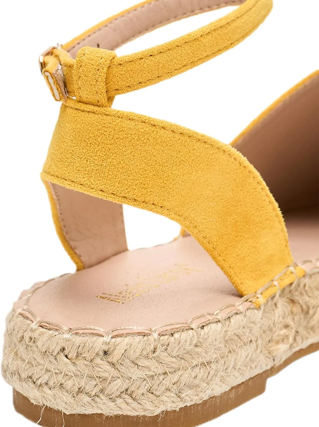 Alexis Leroy Women's Closed Toe Hollow Out Vamp Ankle Strap Platform Espadrille Sandals