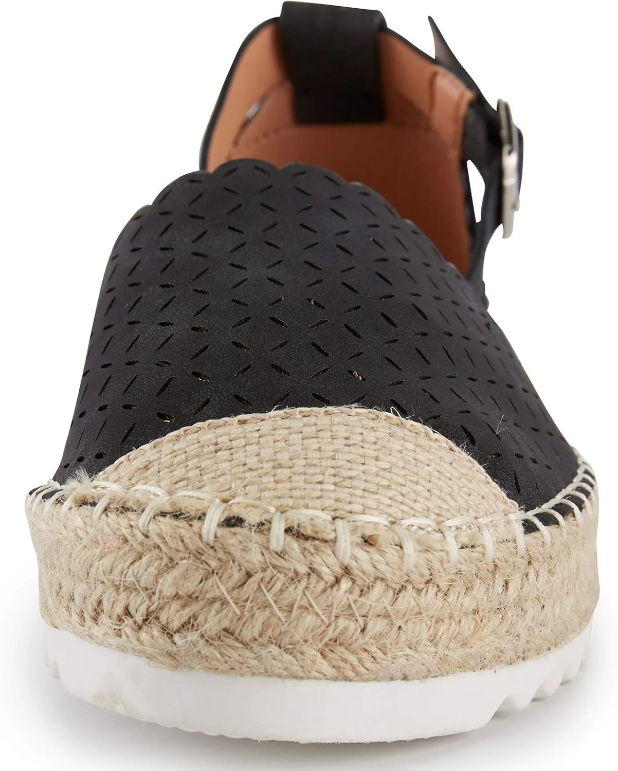 Alexis Leroy Women's Closed Toe Hollow Out Vamp Ankle Strap Platform Espadrille Sandals
