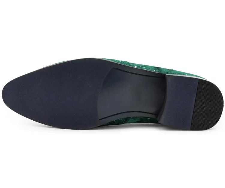 Amali Chaz Green Men's Velvet Smoking Slipper