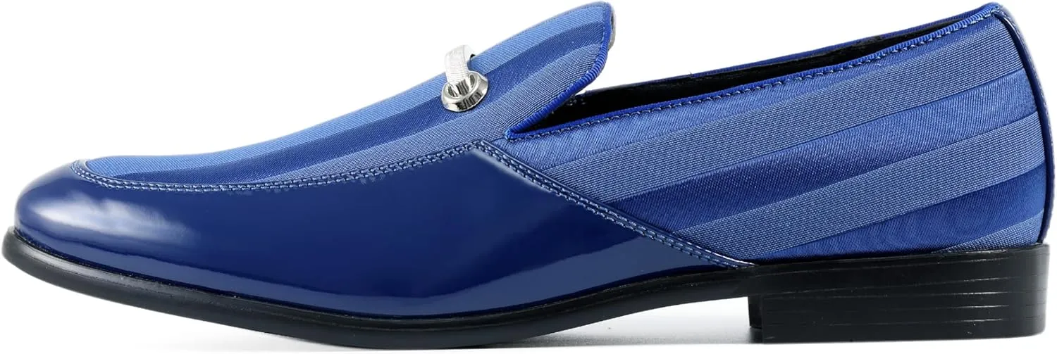 Amali Fay Velvet Men’s Slip-On Shoes with Gold Chain Ornament Dress Shoes for Men Velvet Formal Loafers for Men The Original Smoking Men Tuxedo Dress Shoes