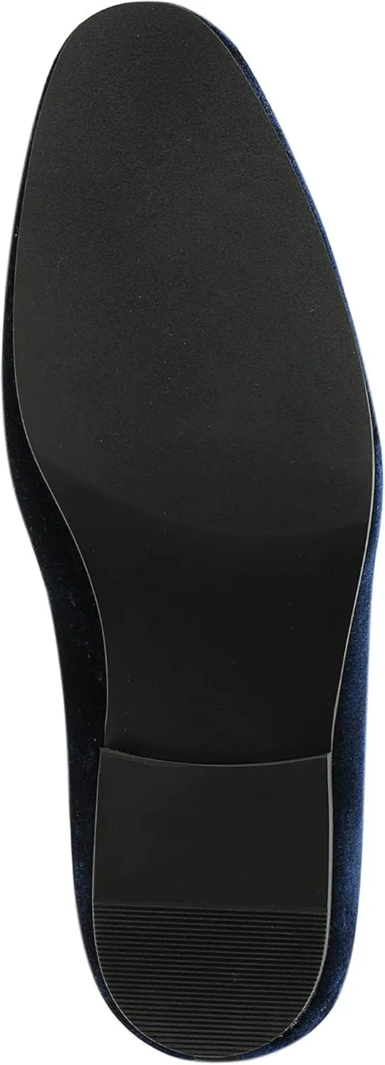 Amali Fay Velvet Men’s Slip-On Shoes with Gold Chain Ornament Dress Shoes for Men Velvet Formal Loafers for Men The Original Smoking Men Tuxedo Dress Shoes