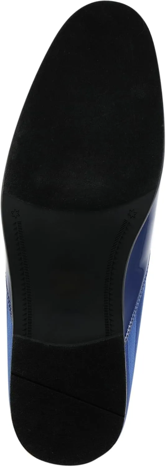 Amali Fay Velvet Men’s Slip-On Shoes with Gold Chain Ornament Dress Shoes for Men Velvet Formal Loafers for Men The Original Smoking Men Tuxedo Dress Shoes