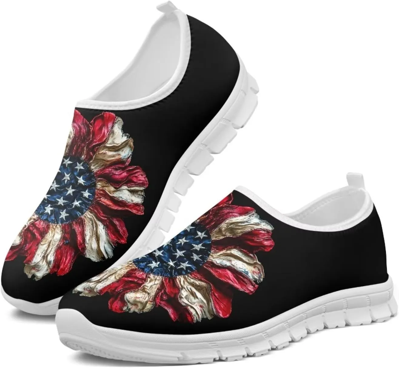 American Flag Men's Lightweight Running Walking Shoes Slip On Breathable Gym Sneakers Non Slip Loafer Fashion Workout Shoes SizeUS 5-14