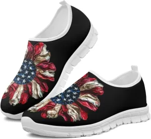 American Flag Men's Lightweight Running Walking Shoes Slip On Breathable Gym Sneakers Non Slip Loafer Fashion Workout Shoes SizeUS 5-14