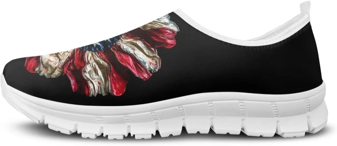 American Flag Men's Lightweight Running Walking Shoes Slip On Breathable Gym Sneakers Non Slip Loafer Fashion Workout Shoes SizeUS 5-14
