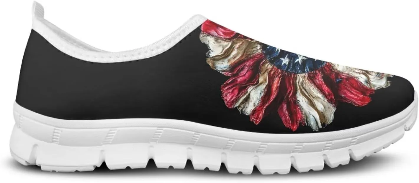 American Flag Men's Lightweight Running Walking Shoes Slip On Breathable Gym Sneakers Non Slip Loafer Fashion Workout Shoes SizeUS 5-14