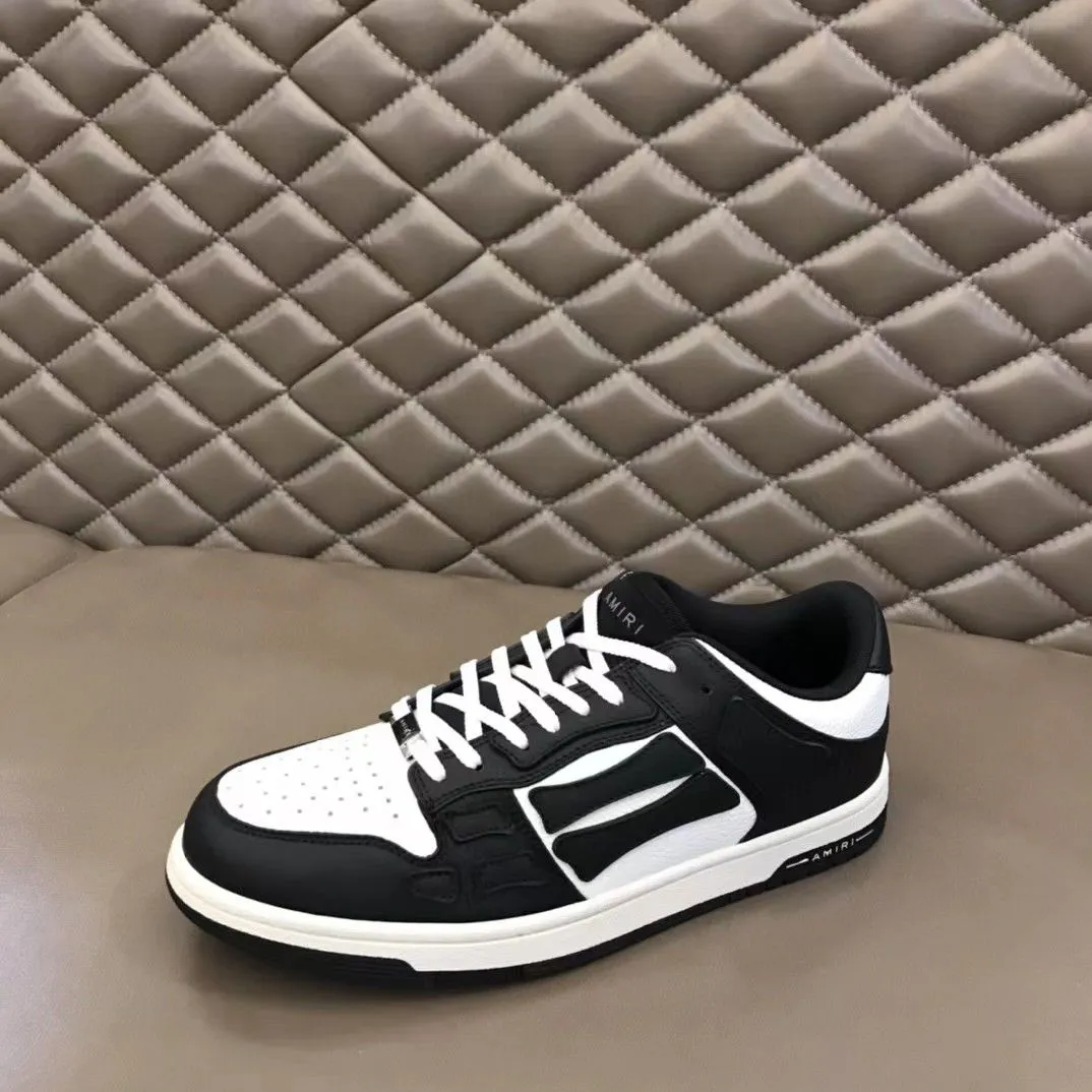 AMIRI || White And Black Skel-Top Low Leather Bone Runner Sneakers