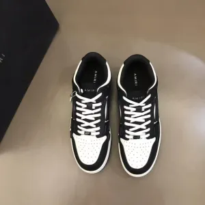 AMIRI || White And Black Skel-Top Low Leather Bone Runner Sneakers