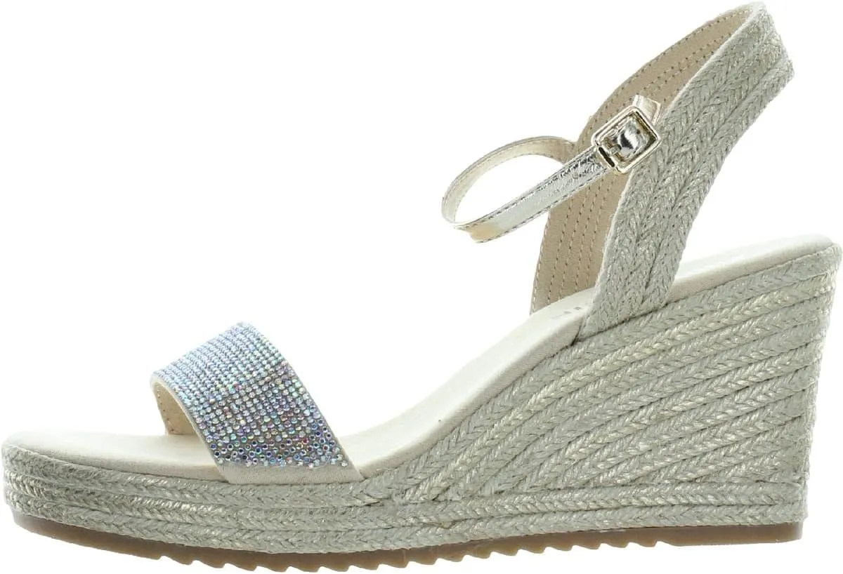 Anne Klein Womens Wella Rhinestone Ankle Strap Platform Sandals