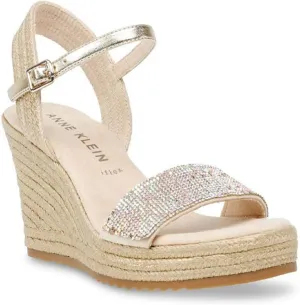 Anne Klein Womens Wella Rhinestone Ankle Strap Platform Sandals