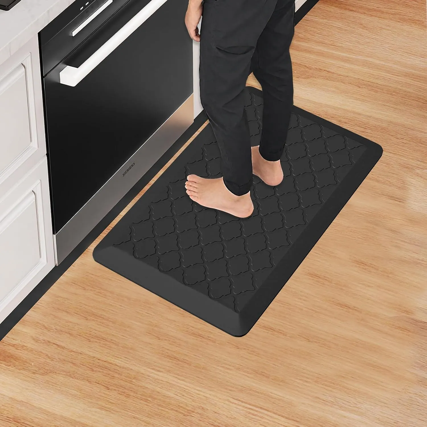 Anti-Fatigue Standing Desk Mat|Pure PU Kitchen Standing Mat |0.8" Thick & Non-Slip Bottom & Waterproof|Comfort Floor Mat for Home Office(20x30 Inch, Black)