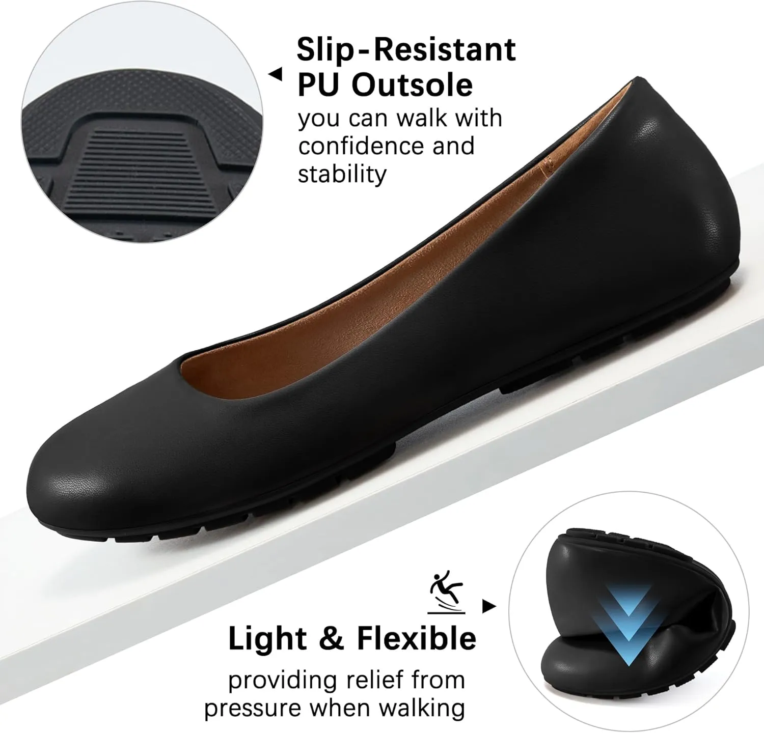 Aomigoct Flats for Women Ballets Shoes: Dress Slip Comfortable Work Flats - Casual Ladies Wedding Walking Flat