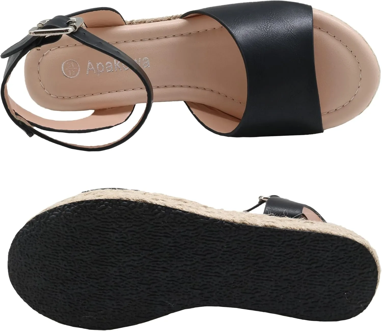 Apakowa Girls Sandals Flatform Wedge Open Toe Summer Sandals Shoes Little Big Kid Flower Girl Heels Dress Shoes (Little Kid/Big Kid)