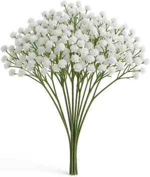 Artificial Gypsophila Flowers 30 Stems - Realistic Fake Baby's Breath for Wedding Centerpieces, Home Decor, Party Arrangements (White, UV Resistant)
