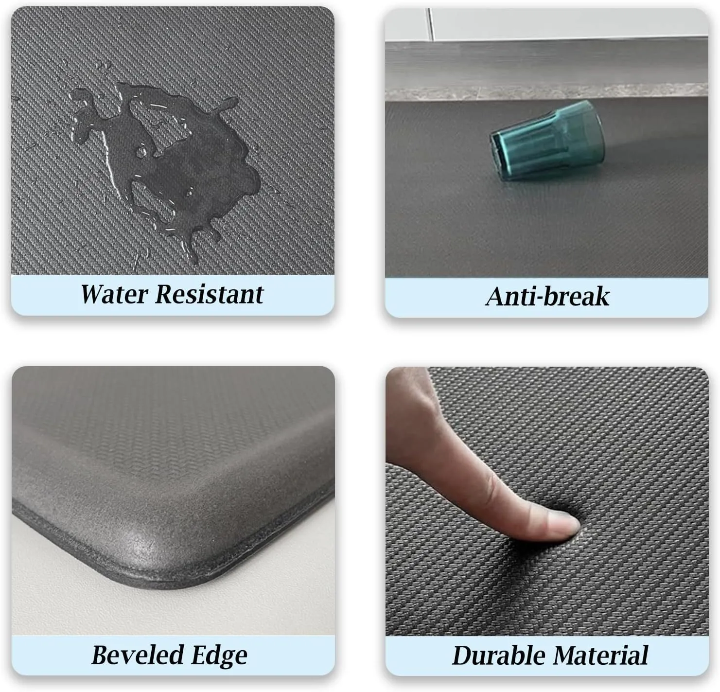 Artnice Kitchen Mats for Floor, 3/4 Inch Thick Cushioned Anti Fatigue Mat, Waterproof Non-Slip Kitchen Rugs, Stain Resistant Comfort Padded for Standing Desk, Sink, Office, (20" x 47.2", Grey)