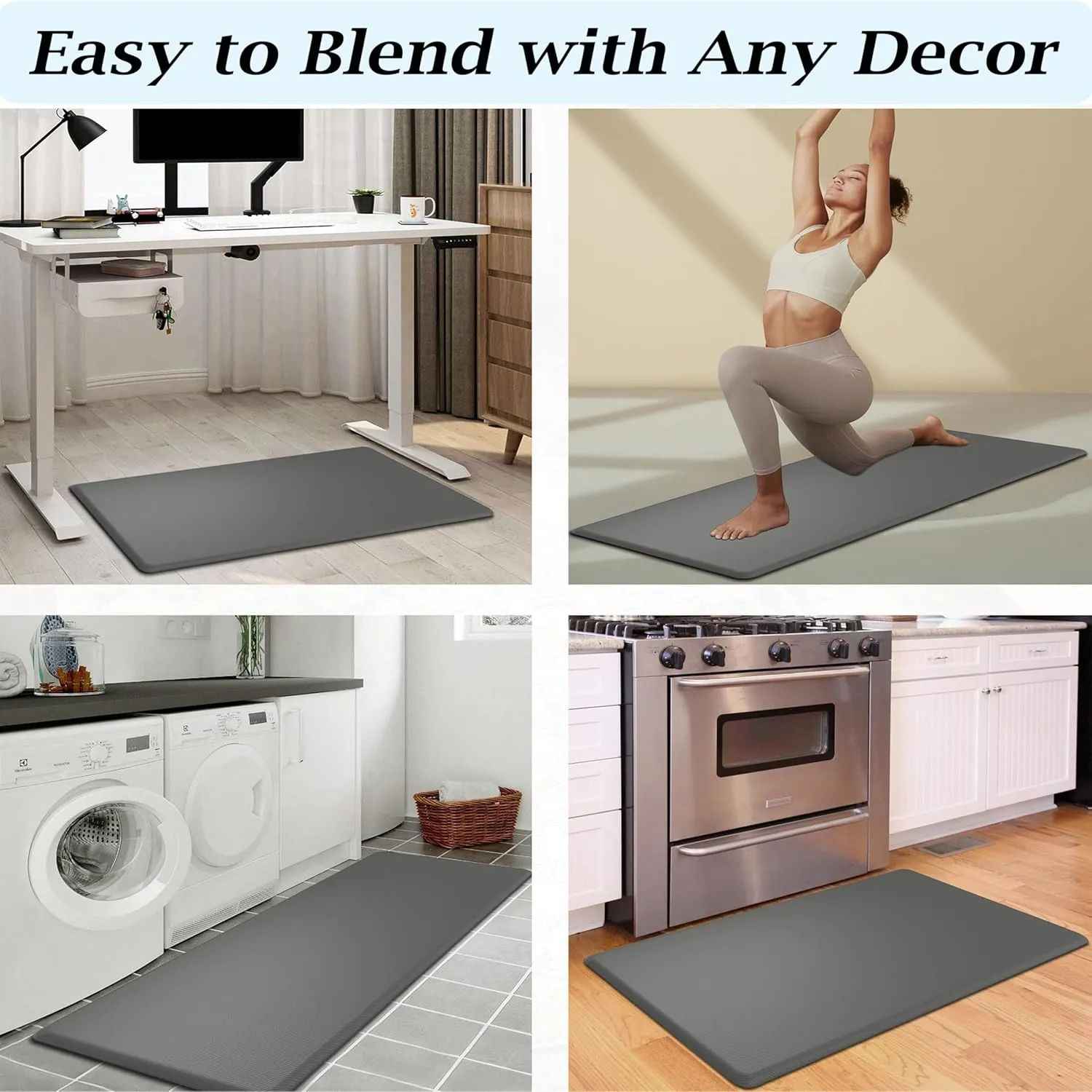 Artnice Kitchen Mats for Floor, 3/4 Inch Thick Cushioned Anti Fatigue Mat, Waterproof Non-Slip Kitchen Rugs, Stain Resistant Comfort Padded for Standing Desk, Sink, Office, (20" x 47.2", Grey)