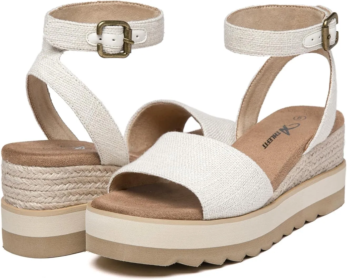 Athlefit Women's Platform Sandals Buckle Ankle Strap Open Toe Espadrille Wedge Sandals