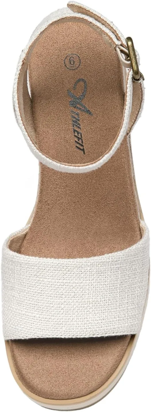 Athlefit Women's Platform Sandals Buckle Ankle Strap Open Toe Espadrille Wedge Sandals
