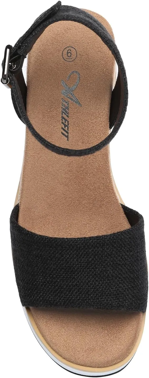 Athlefit Women's Platform Sandals Buckle Ankle Strap Open Toe Espadrille Wedge Sandals