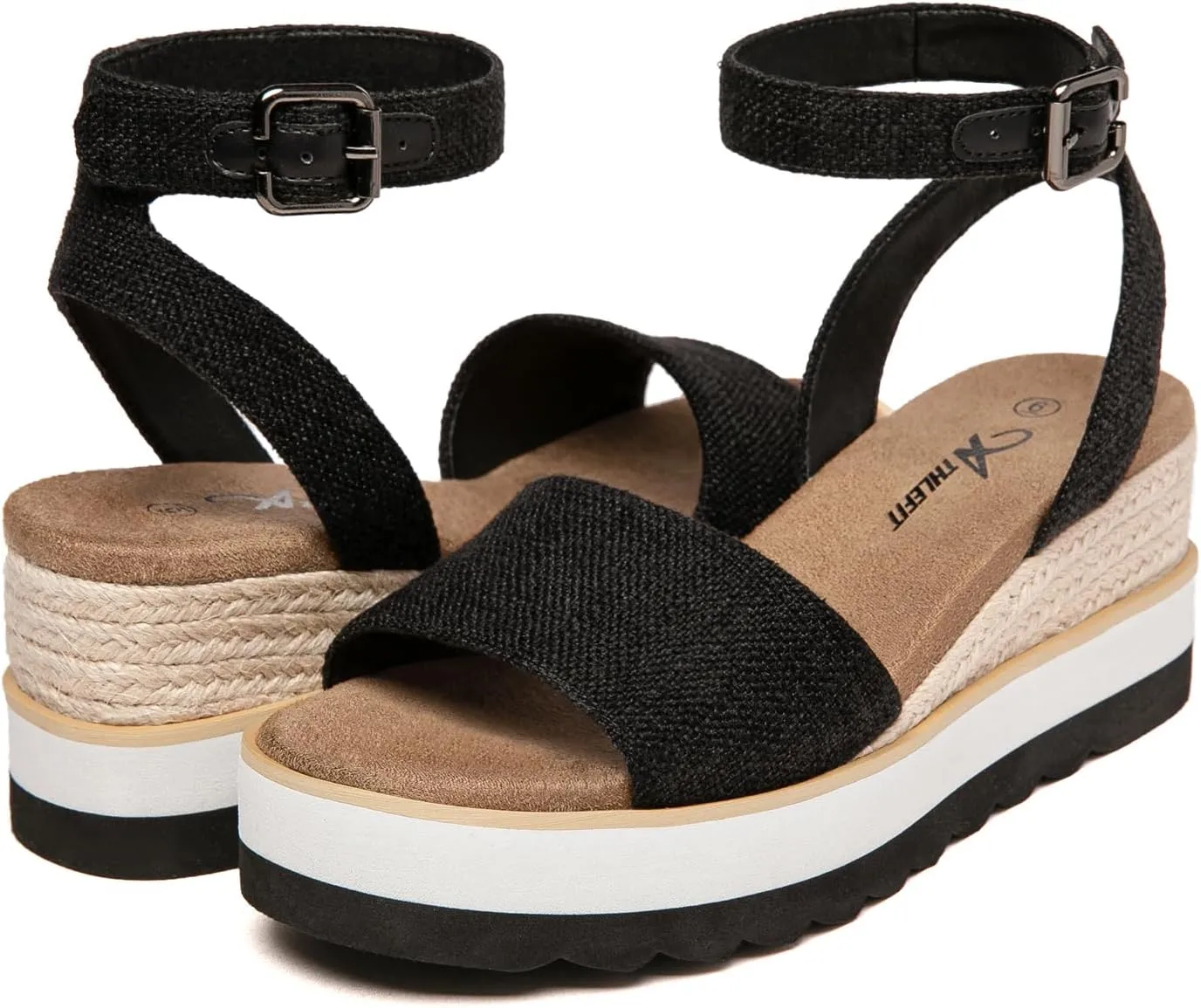 Athlefit Women's Platform Sandals Buckle Ankle Strap Open Toe Espadrille Wedge Sandals