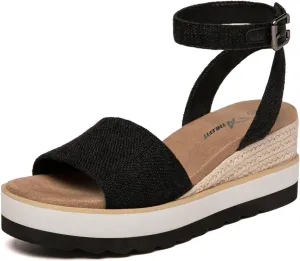 Athlefit Women's Platform Sandals Buckle Ankle Strap Open Toe Espadrille Wedge Sandals