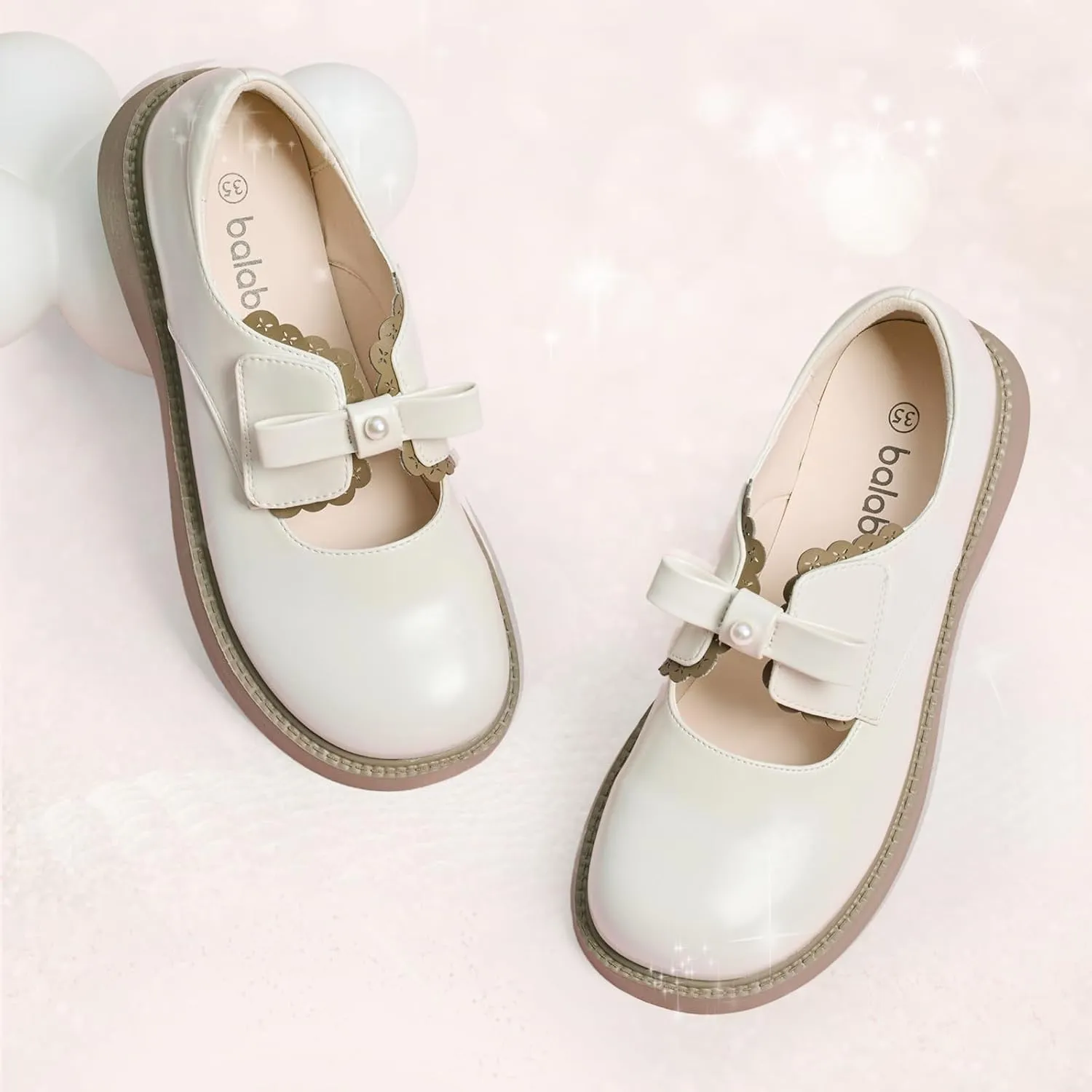 Balabala Little Girls Mary Jane Princess Dress Shoes - Toddler Girls Ballet Flats for School, Party and Wedding