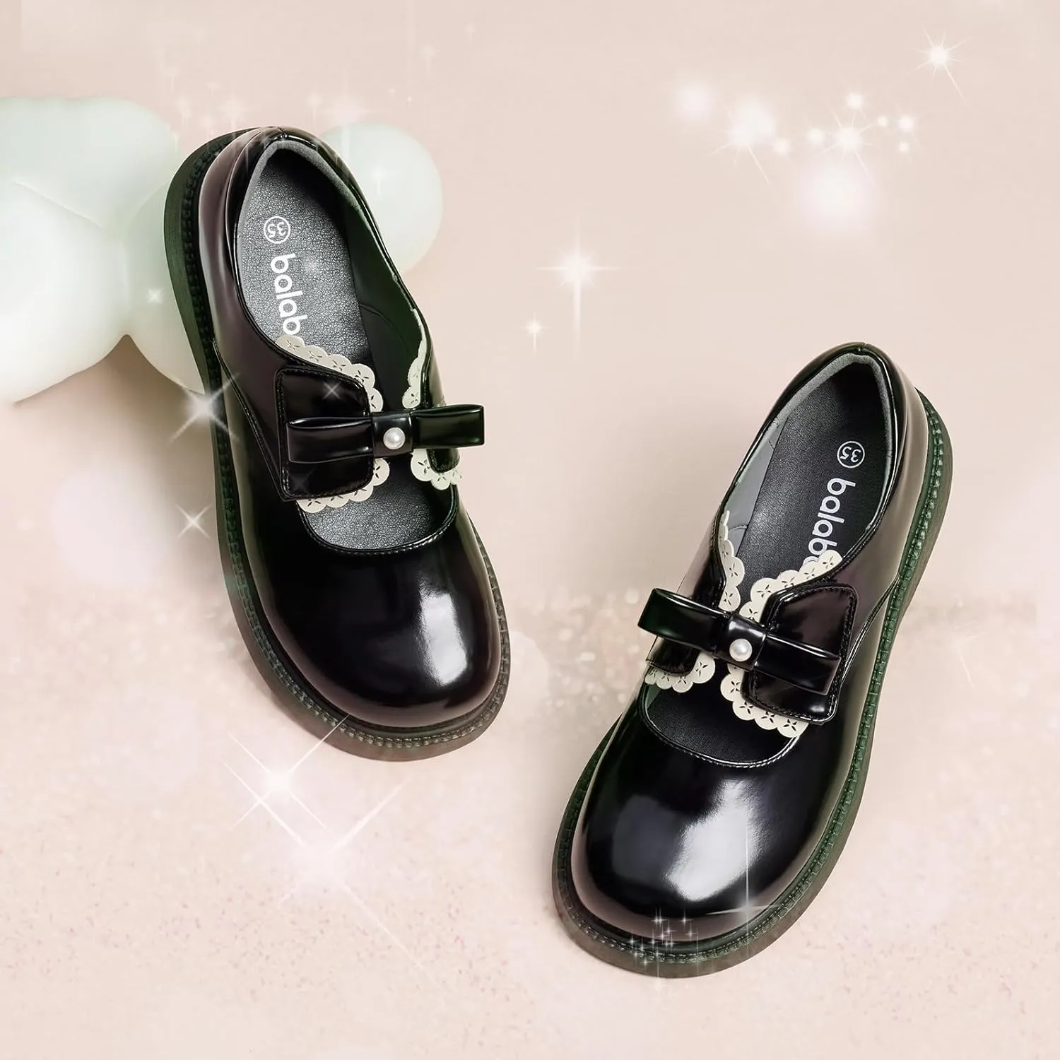Balabala Little Girls Mary Jane Princess Dress Shoes - Toddler Girls Ballet Flats for School, Party and Wedding