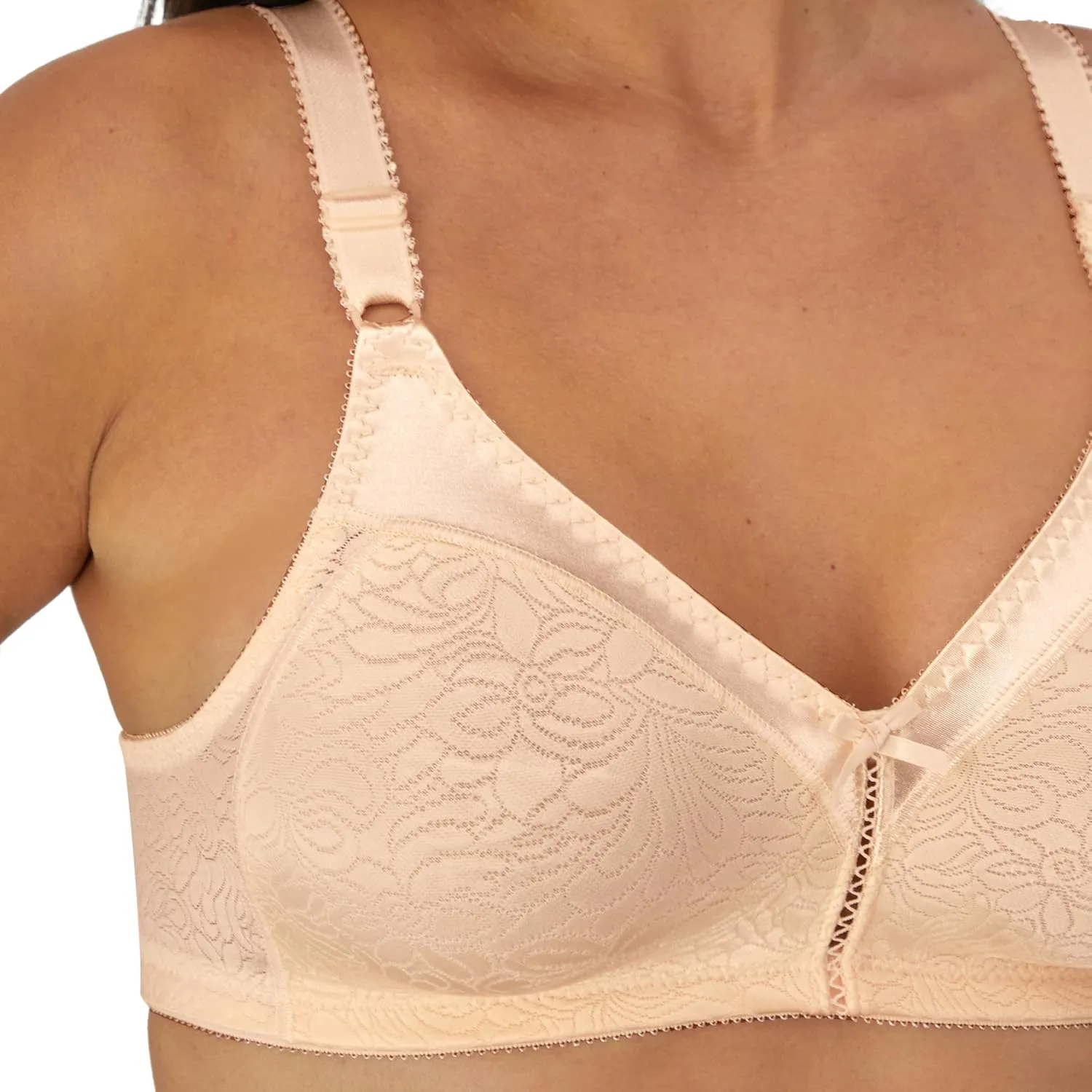 Bali Women's Double Support Wireless, Lace Bra with Stay-in-Place Straps, Full-Coverage