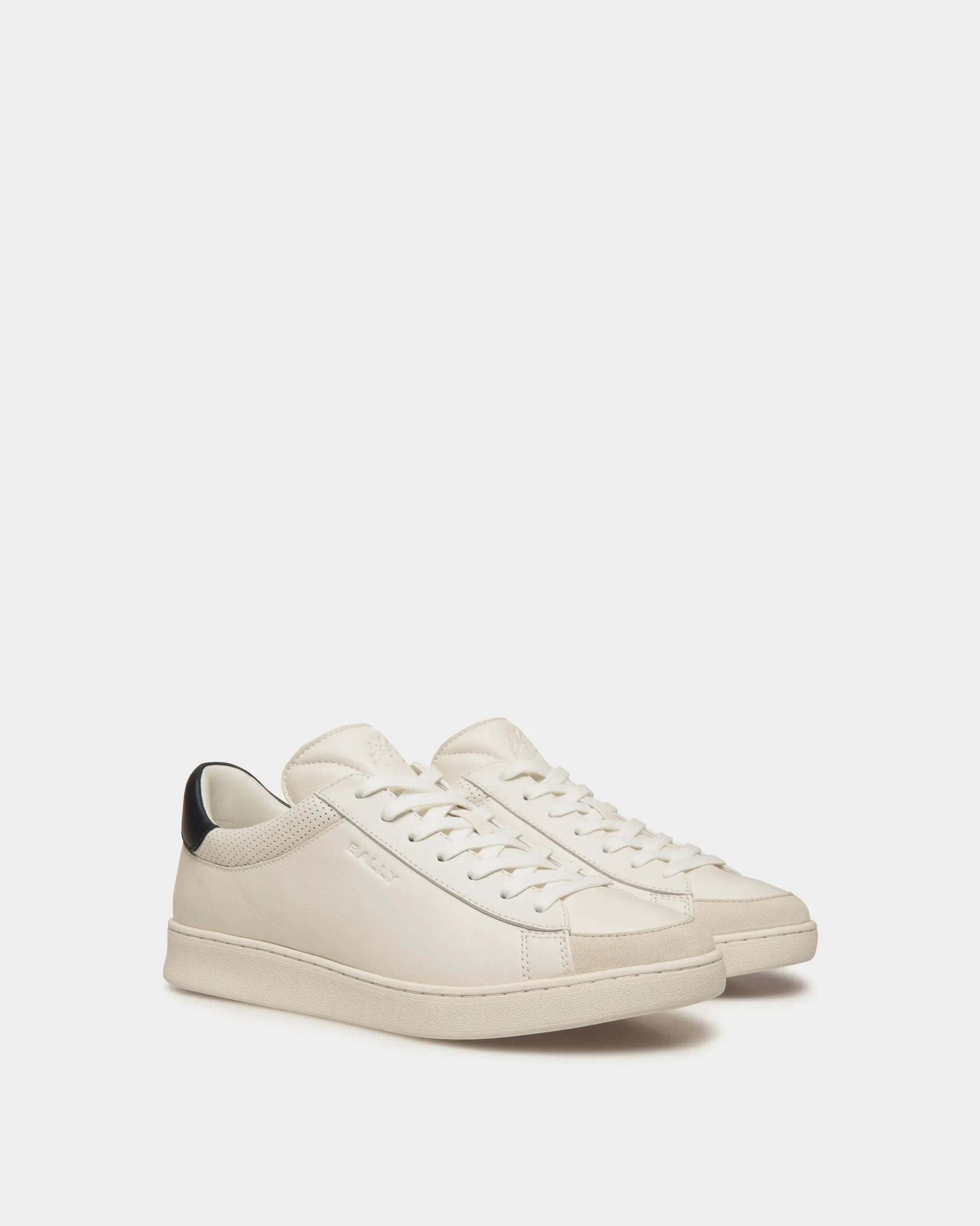 Bally By YK Jeong Sneaker in White and Navy Blue Leather