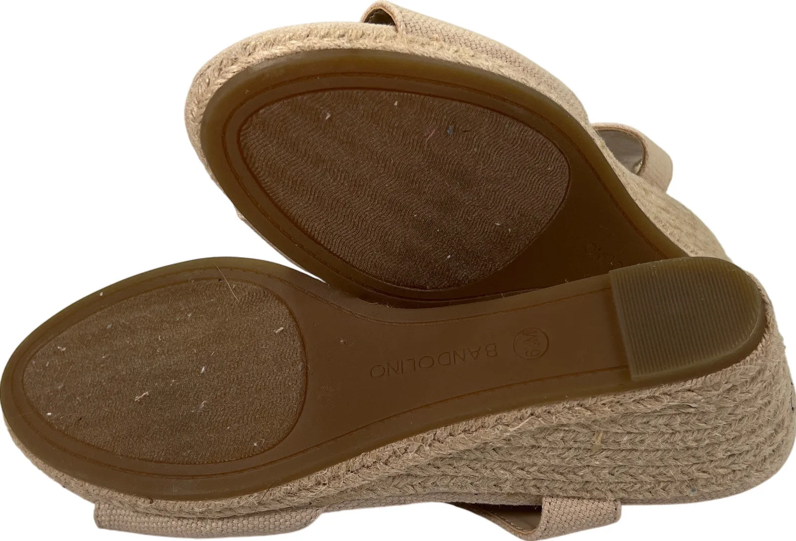 Bandolino Women’s Light Beige Open Toe Slingback Espadrille Wedge Sandals - 6.5