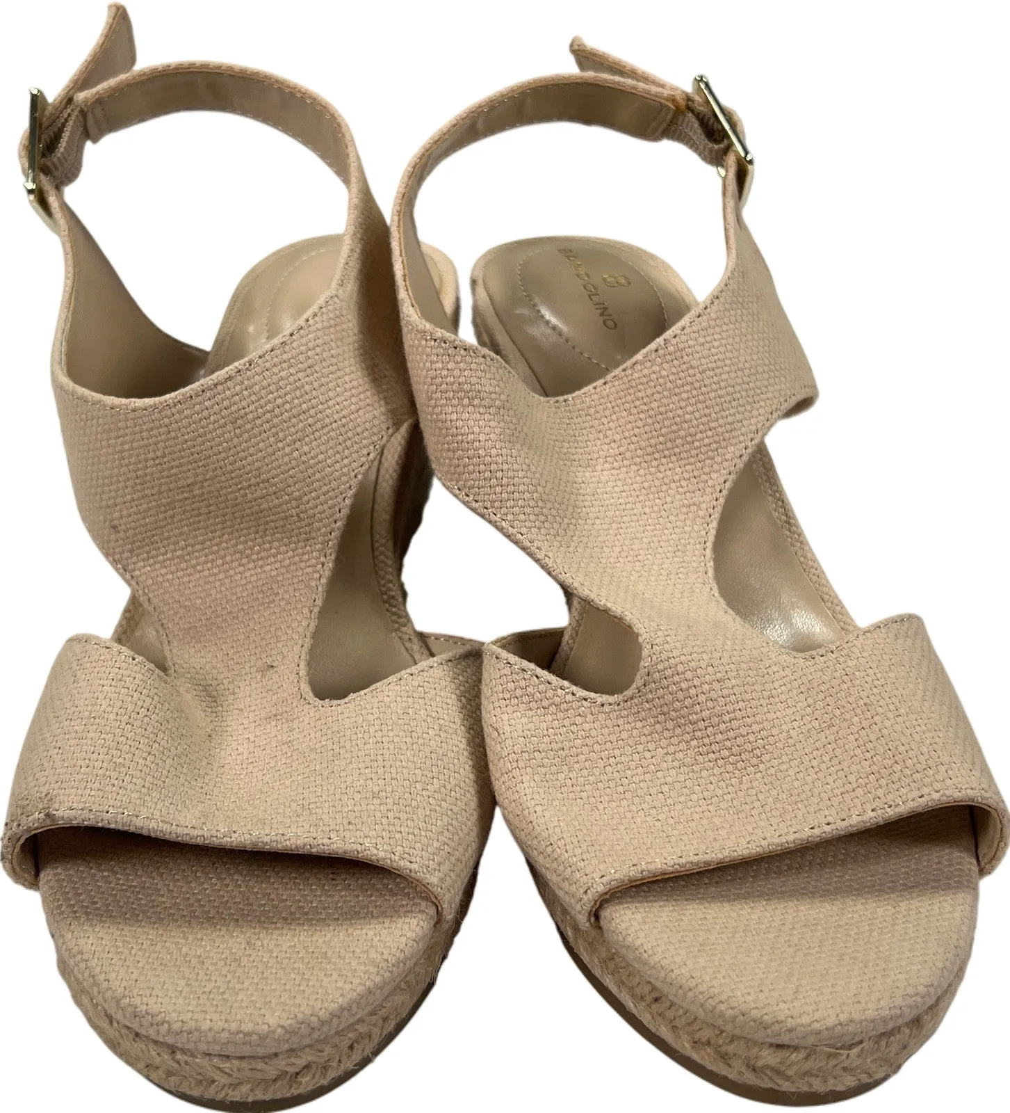 Bandolino Women’s Light Beige Open Toe Slingback Espadrille Wedge Sandals - 6.5