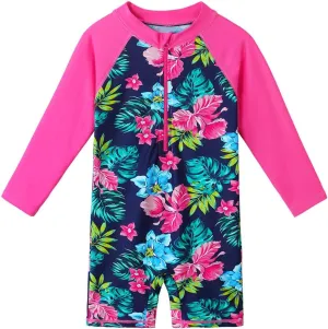 BAOHULU Girls One Piece Long Sleeve Swimsuit UPF 50  UV Bathing Suit Zipper Closure Beach Rashguard Swimwear