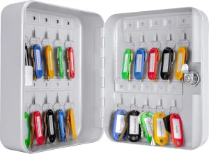 Barska 20 Position Key Cabinet – Wall Mount Steel Key Lock Box with Numbered Hooks, Colored Tags & Gray Finish for Home, Office or Business Use