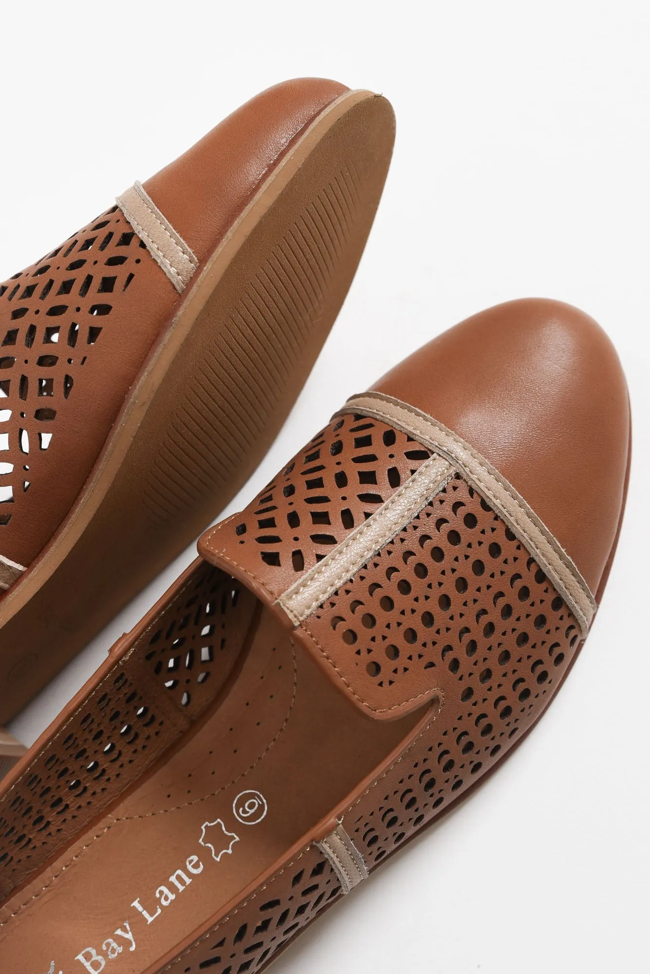 Bayliss Tan Leather Cut Out Loafer