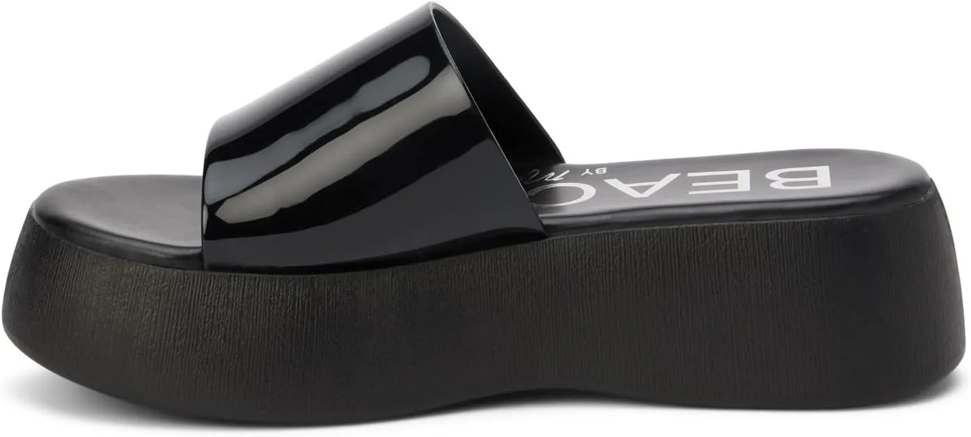 BEACH by Matisse Womens Solar Platform Slide Casual Sandals Casual Mid Heel 2-3" - Black
