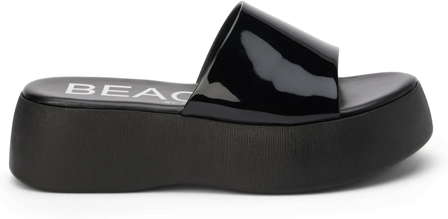 BEACH by Matisse Womens Solar Platform Slide Casual Sandals Casual Mid Heel 2-3" - Black