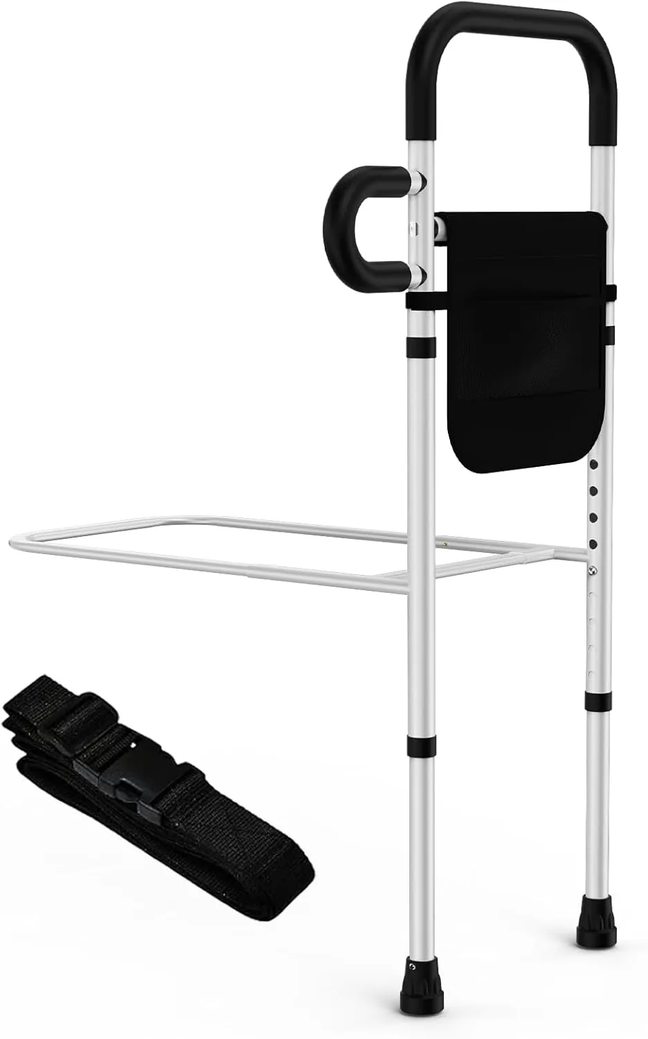 Bed Rails for Elderly Adults Safety - Adjustable Bed Assist Rails for Full Size Bed, Portable Bed Cane for Seniors with Storage Pocket, Hold Up to 300 Lbs, Easy Setup, Bedside Safety and Stability