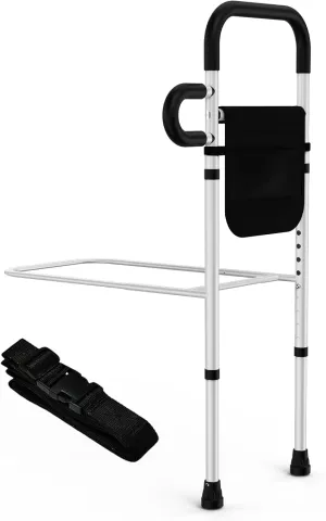 Bed Rails for Elderly Adults Safety - Adjustable Bed Assist Rails for Full Size Bed, Portable Bed Cane for Seniors with Storage Pocket, Hold Up to 300 Lbs, Easy Setup, Bedside Safety and Stability