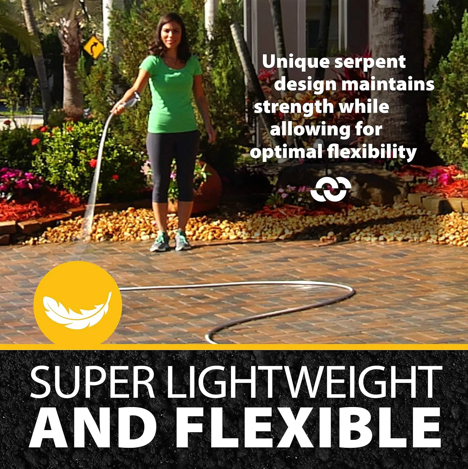 Bionic Steel 100 Ft Garden Hose with Nozzle, 304 Stainless Steel Metal Water Hose 100Ft Long, NON Expandable Flexible Rust Proof Lightweight Heavy Duty, 3/4" Crush Resistant Fittings, Non Kink,500 PSI