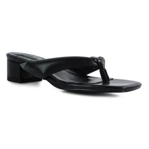 Black Low Heel Thong Sandals